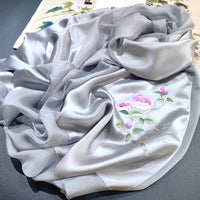 Hand-Embroidered Silk Chiffon Long Scarf