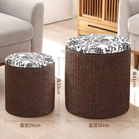 Woven Cattail Storage Ottoman