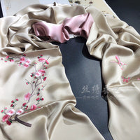 Peach Blossom Su Embroidered Silk Scarf