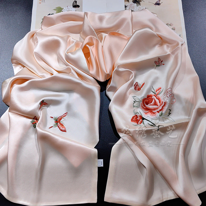 Retro Su Embroidered Silk Shawl, 190cm
