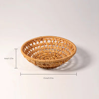 Openwork Rattan Round Basket