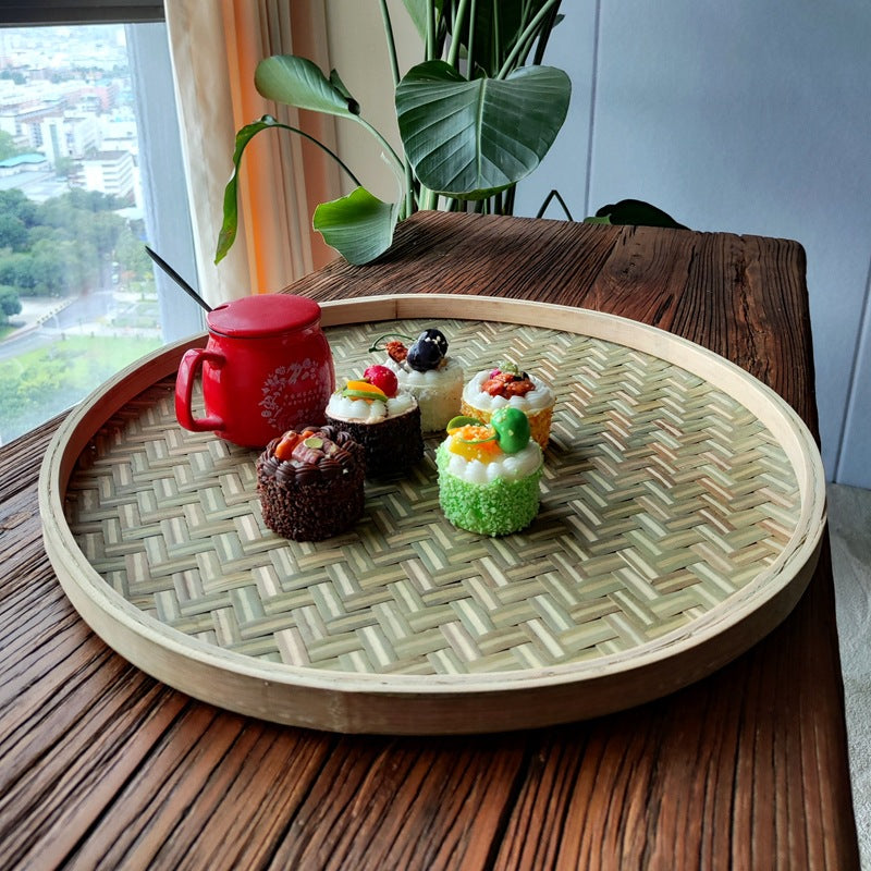 Green Bamboo Round Drying Tray
