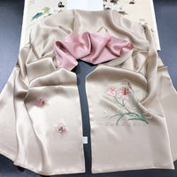 Daylily Su Embroidered Silk Scarf, 175cm