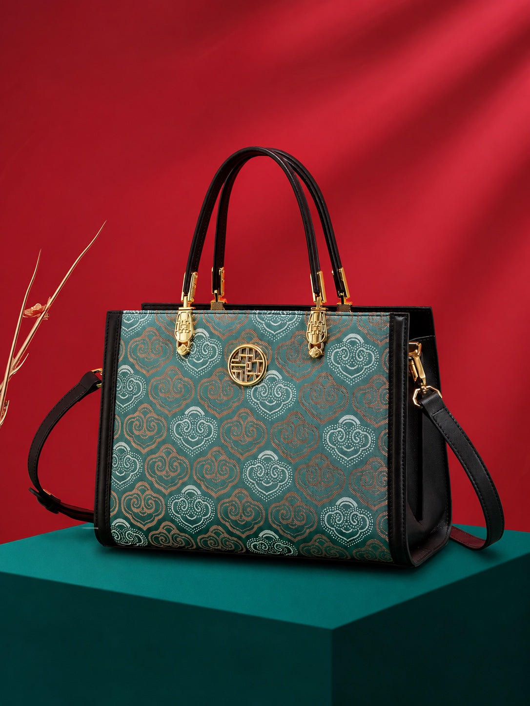 Zhuang Brocade Top-Handle Handbag