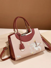 Brown Embroidered Crossbody Handbag