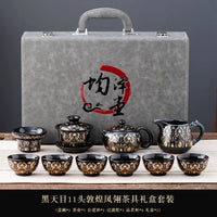Phoenix Feather Tenmoku Tea Set