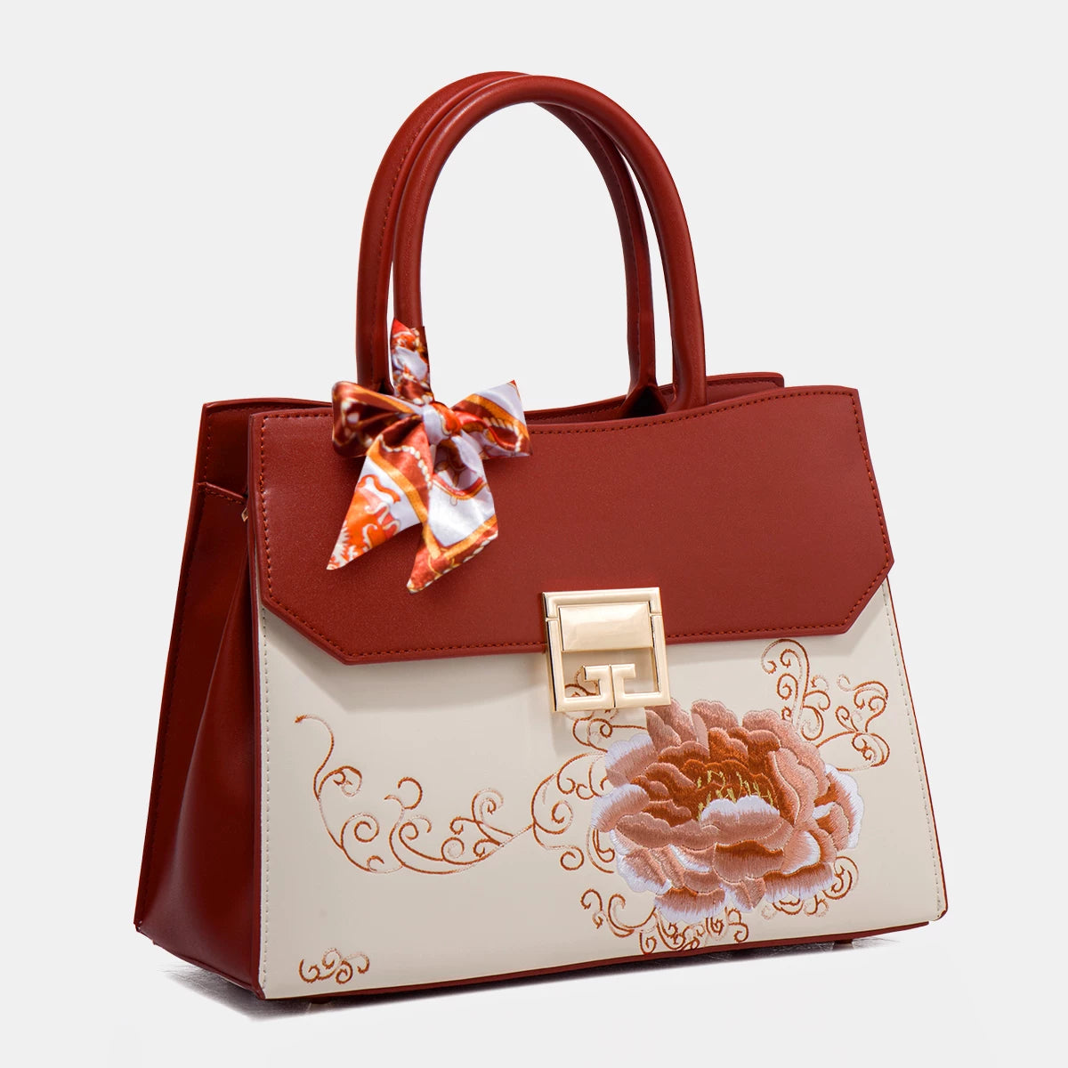Large Red Embroidered Wedding Handbag