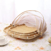 Bamboo Drying Basket with Mesh Cover