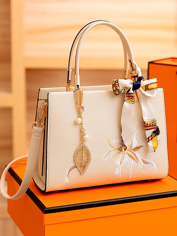 Off-White Embroidered Crossbody Handbag