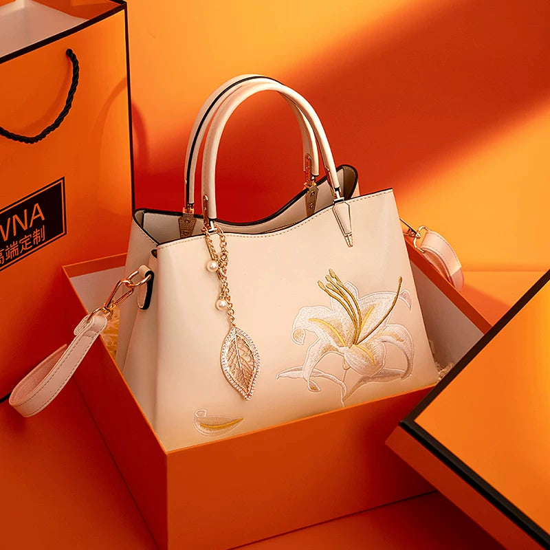 Embroidered Carnation Handbag