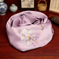 100% Mulberry Silk Su Embroidery Long Scarf