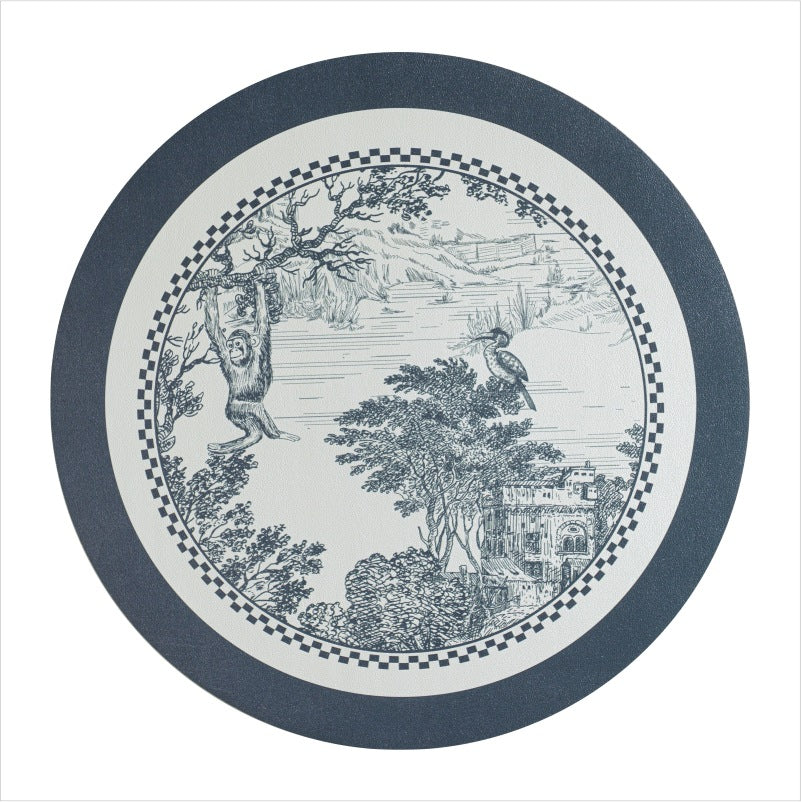 复古花卉油画系圆形西餐垫 咖啡杯圆垫 PVC印花防水防油高档餐垫