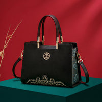 Embroidered Leather Handbag