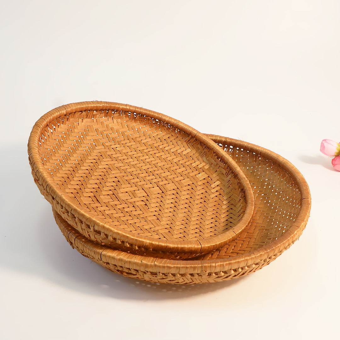 Smoked Bamboo Shallow Basket