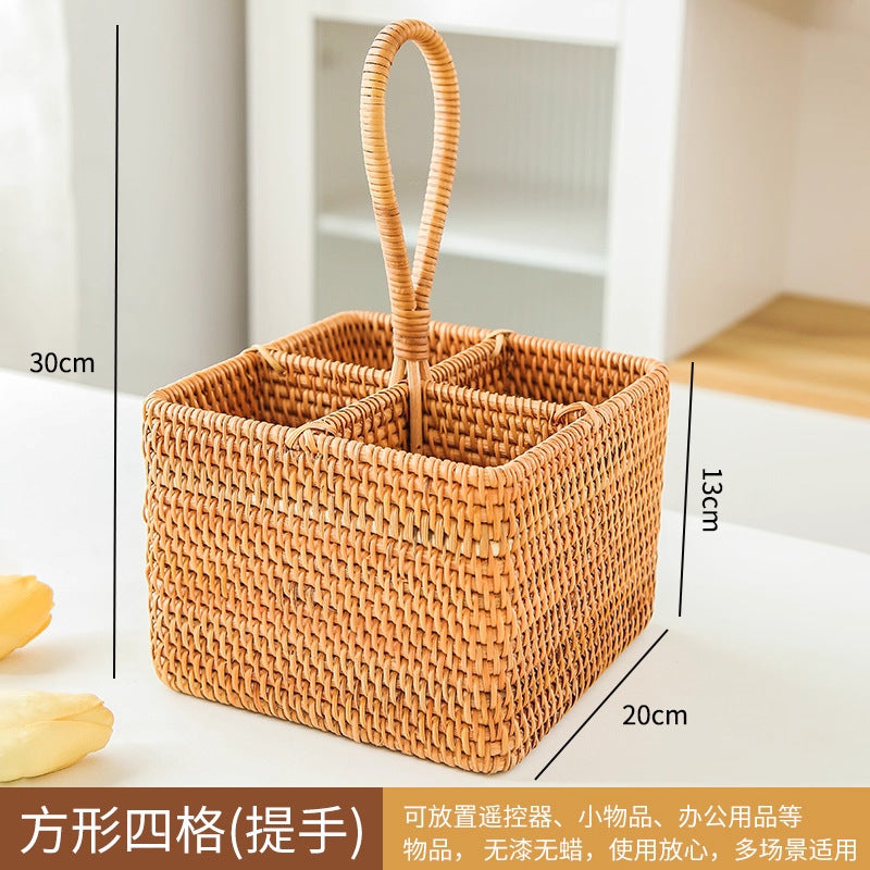 Rattan Remote & Pen Organizer