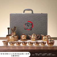 Gold-Inlaid Jade Kung Fu Tea Set Classic