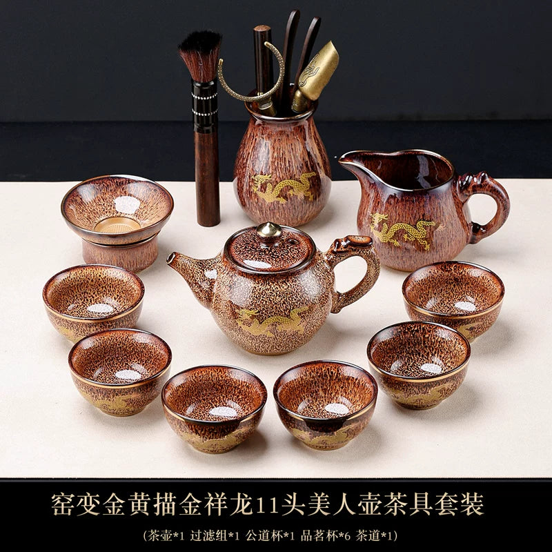 Golden Dragon Gilded Tea Set