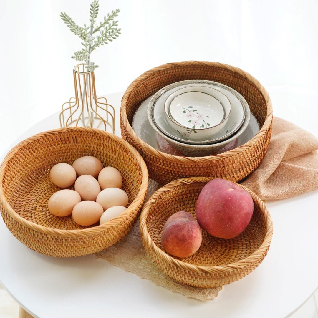 Rattan Fruit Tray, Wave & Square Styles