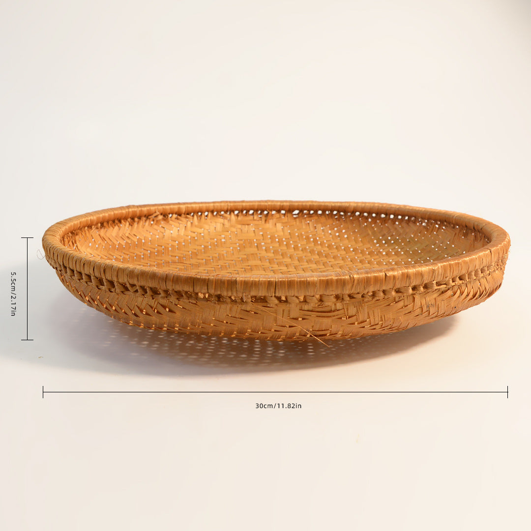 Smoked Bamboo Shallow Basket