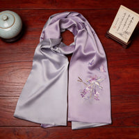100% Mulberry Silk Su Embroidery Long Scarf