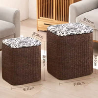 Woven Cattail Storage Ottoman
