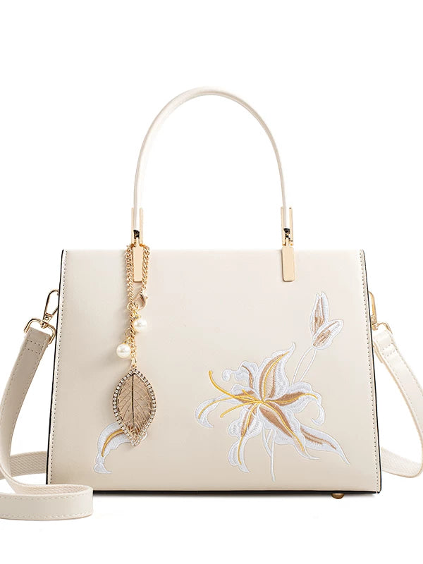 Off-White Embroidered Crossbody Handbag