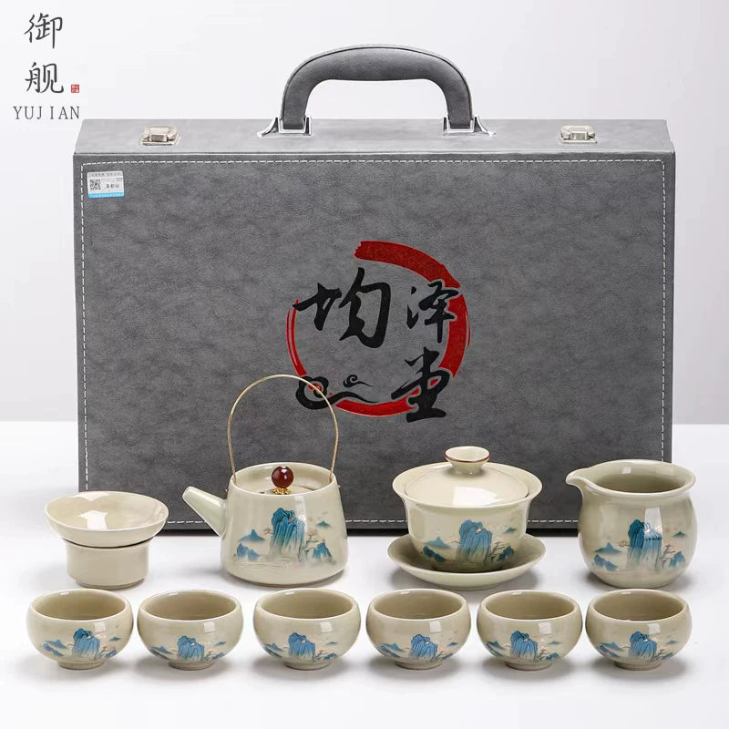 Ge Kiln Landscape Tea Set Melon Teapot
