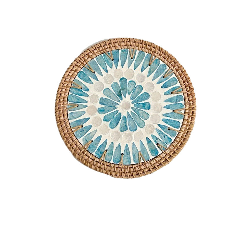 Rattan & Shell Coaster