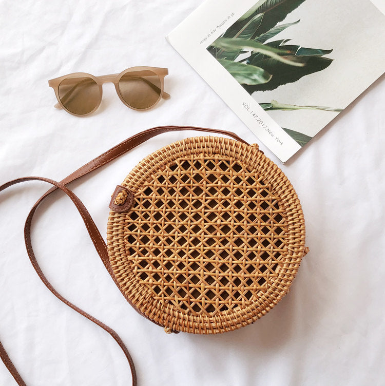 Handwoven Rattan Crossbody Bag