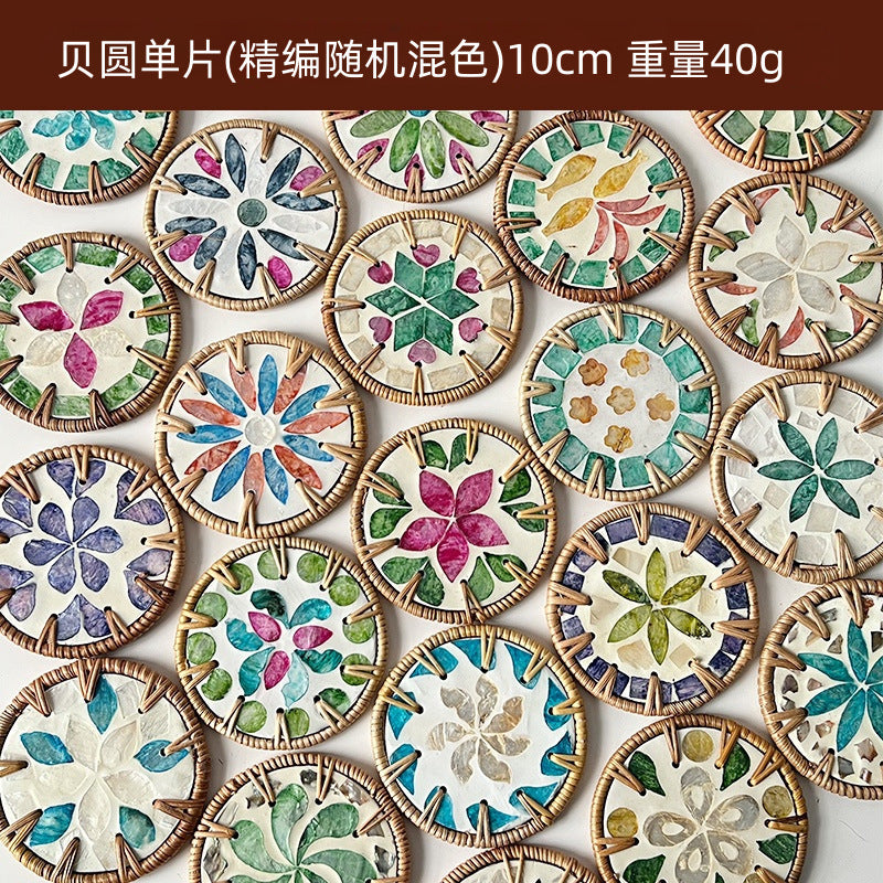 Rattan & Shell Inlay Trivet