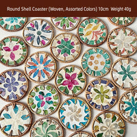 Rattan & Shell Round Coaster