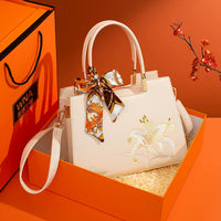 Embroidered Crossbody Top-Handle Bag
