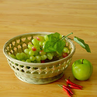 Footed Openwork Bamboo Fruit Basket