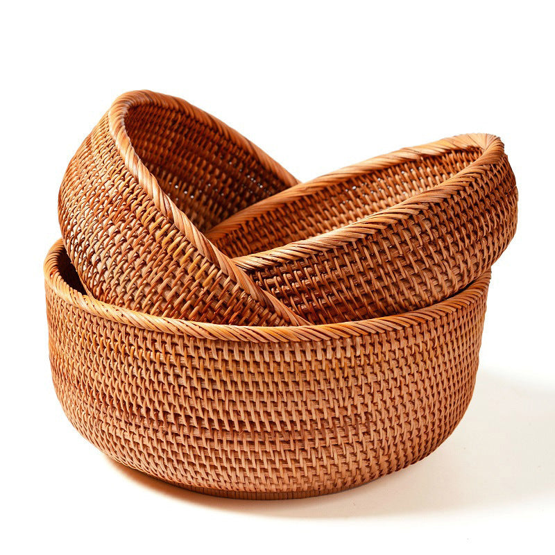 Wave-Edge Rattan Fruit Basket