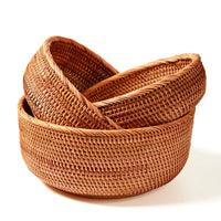 Wave-Edge Rattan Fruit Basket