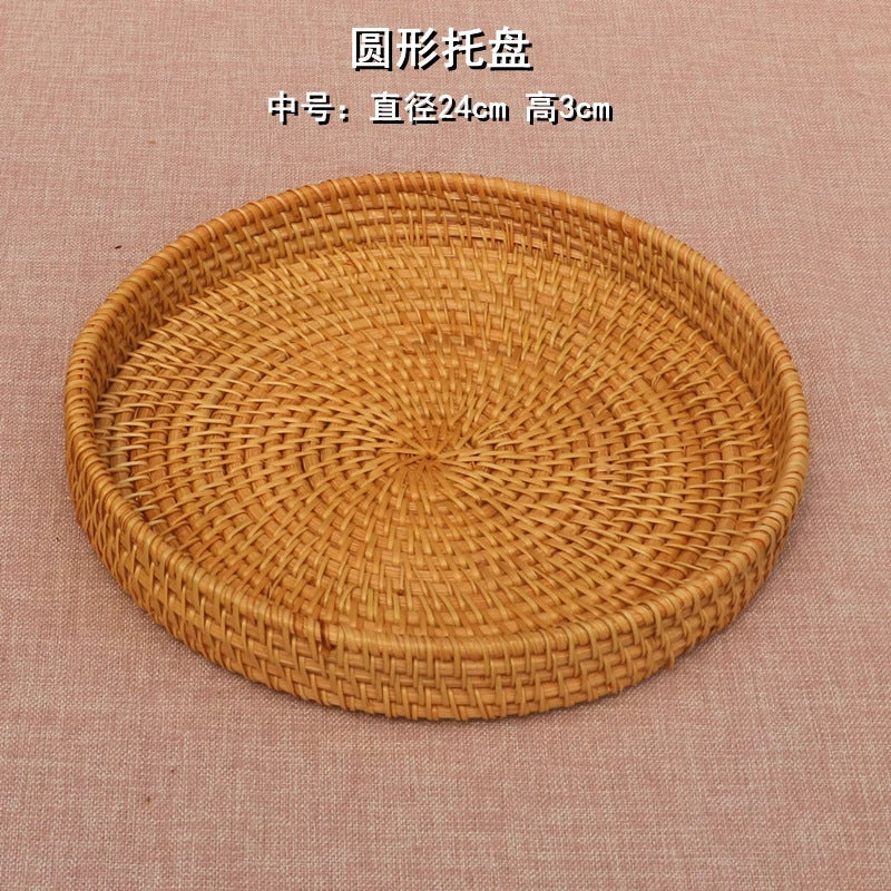 Round Woven Rattan Tray