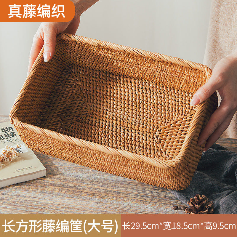 Handwoven Rattan Serving Tray with Handles