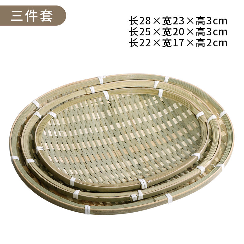 Red-Rim Bamboo Serving Plate