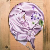 Double-Sided Lotus Silk Scarf with Ring