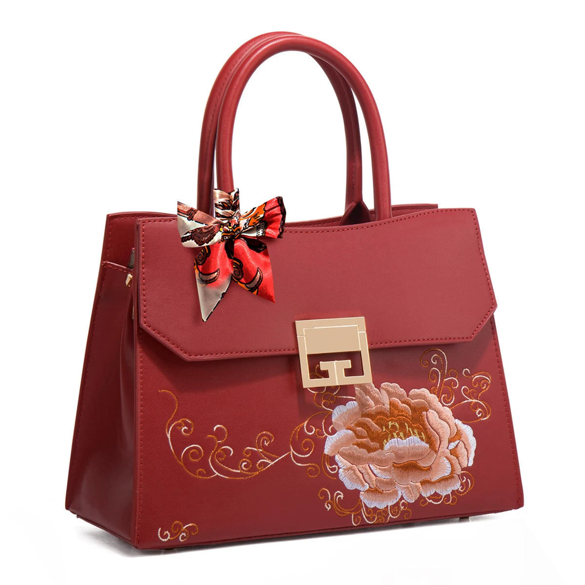 Large Red Embroidered Wedding Handbag