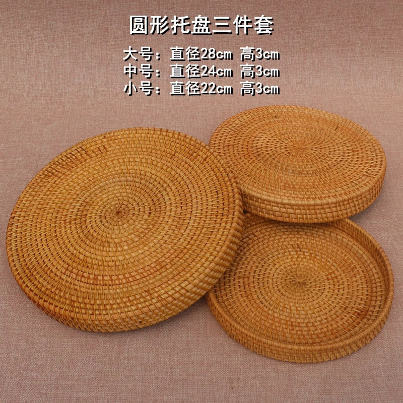Round Woven Rattan Fruit Tray