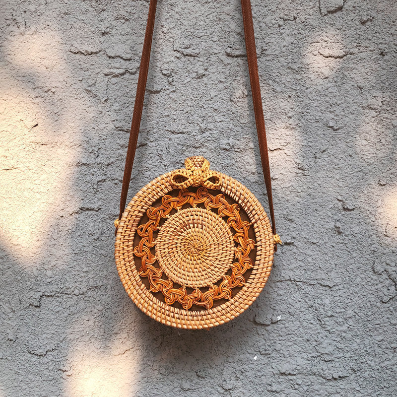Handwoven Rattan Crossbody Bag