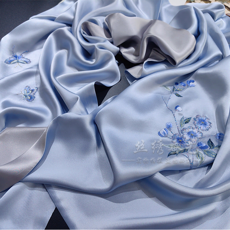 Hand-Embroidered Su Silk Shawl, Suzhou Heritage