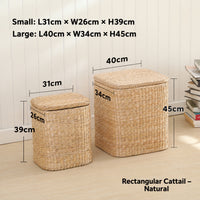 Woven Cattail Storage Stool