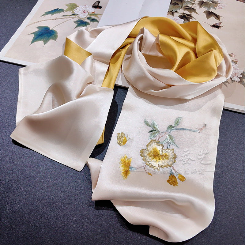 Double-Layer Su Embroidered Silk Scarf