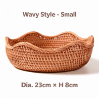 Rattan Fruit Tray, Wave & Square Styles