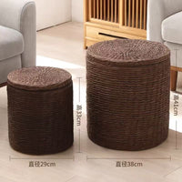 Woven Cattail Storage Ottoman