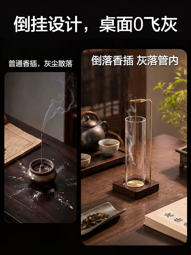 玻璃倒挂香插桂花香线香不落灰香插创意香夹家用插香熏香固定器
