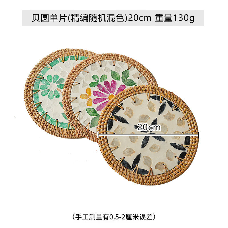Rattan & Shell Inlay Trivet