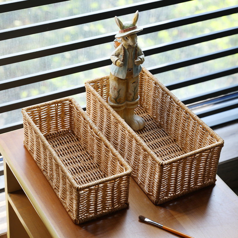 Handwoven Rattan Round Basket